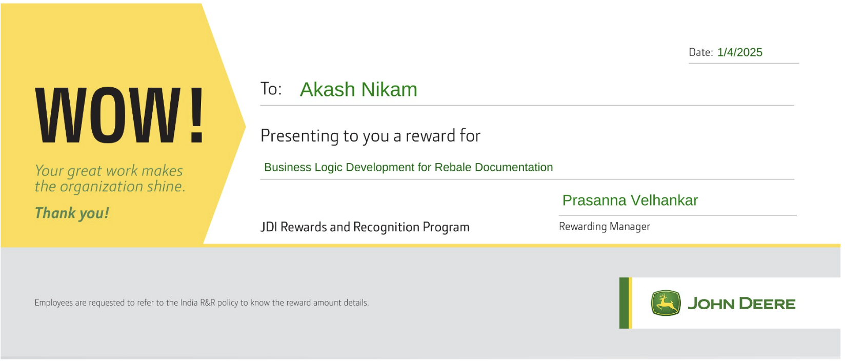 WOW Award April 2025